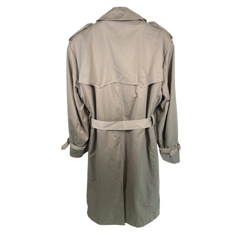 Windsor Club London Fog Mens Trench Coat 40 Long Taupe Double Breasted Belted - Picture 2 of 8
